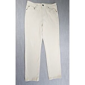 Coldwater Creek Women's Knit Denim High Rise Straight Leg Jeans Beige Sz 10